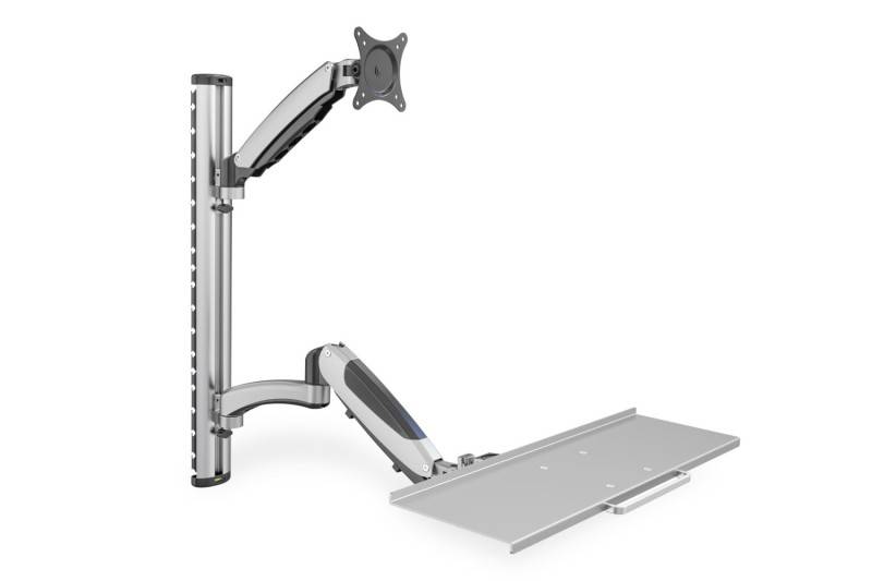 Digitus DA-90354 1fach Monitor-Wandhalterung 38,1 cm (15") - 68,6 cm (27") Schwarz, Silber Höhenverstellbar, Tastaturablage, Neigbar, Schwenkbar