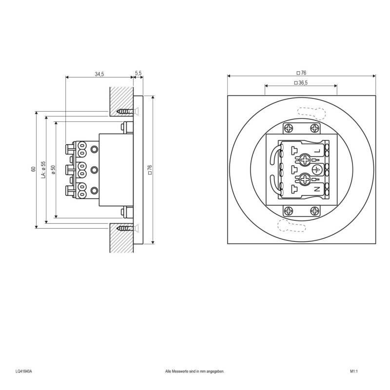 EVN LQ41840A LQ41840A LED-Wandeinbauleuchte LED LED fest eingebaut 1.8W Anthrazit