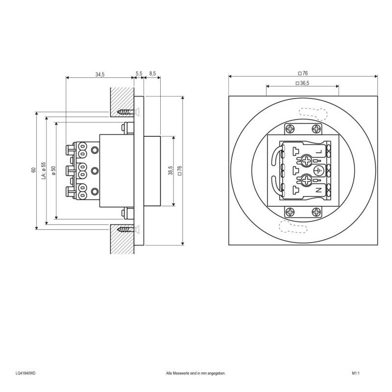 EVN LQ41840WD LQ41840WD LED-Wandeinbauleuchte LED LED fest eingebaut 1.8W Weiß