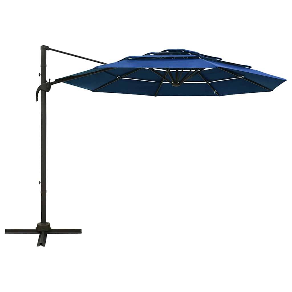 vidaXL Sonnenschirm mit Aluminium-Mast 4-lagig Azurblau 3x3 m