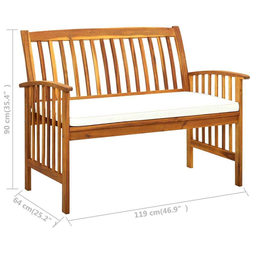 vidaXL Gartenbank mit Kissen 119 cm Massivholz Akazie