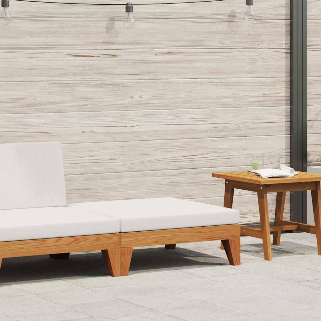vidaXL Modular-Fußhocker mit Cremeweißen Kissen Akazie Massivholz