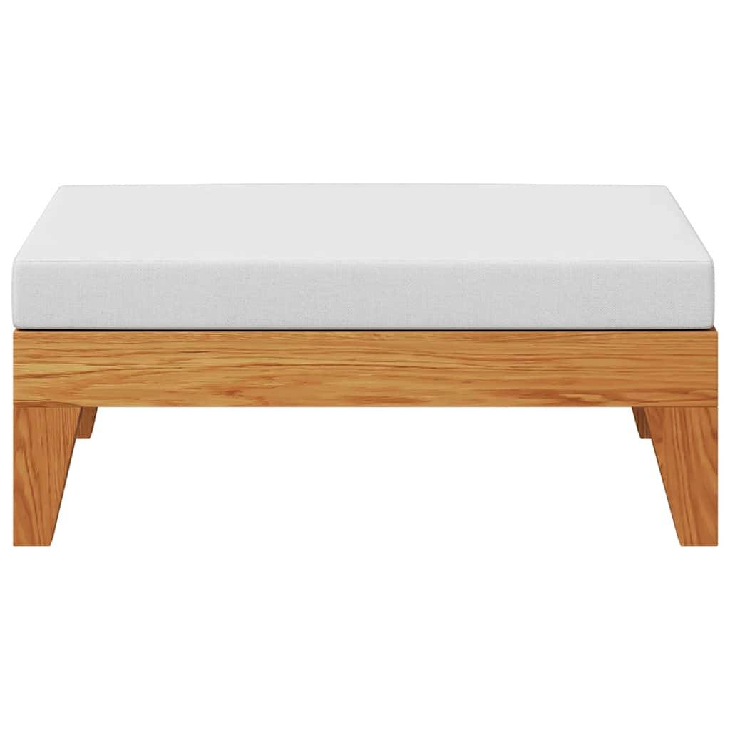 vidaXL Modular-Fußhocker mit Cremeweißen Kissen Akazie Massivholz
