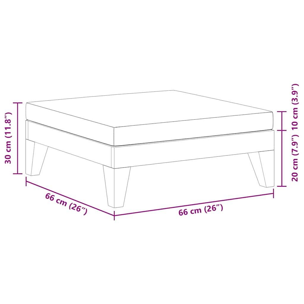 vidaXL Modular-Fußhocker mit Cremeweißen Kissen Akazie Massivholz