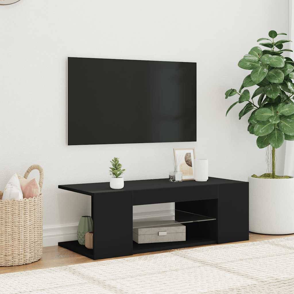 vidaXL TV-Schrank mit LED-Leuchten Schwarz 90x39x30cm