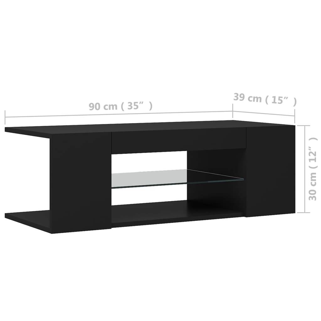 vidaXL TV-Schrank mit LED-Leuchten Schwarz 90x39x30cm