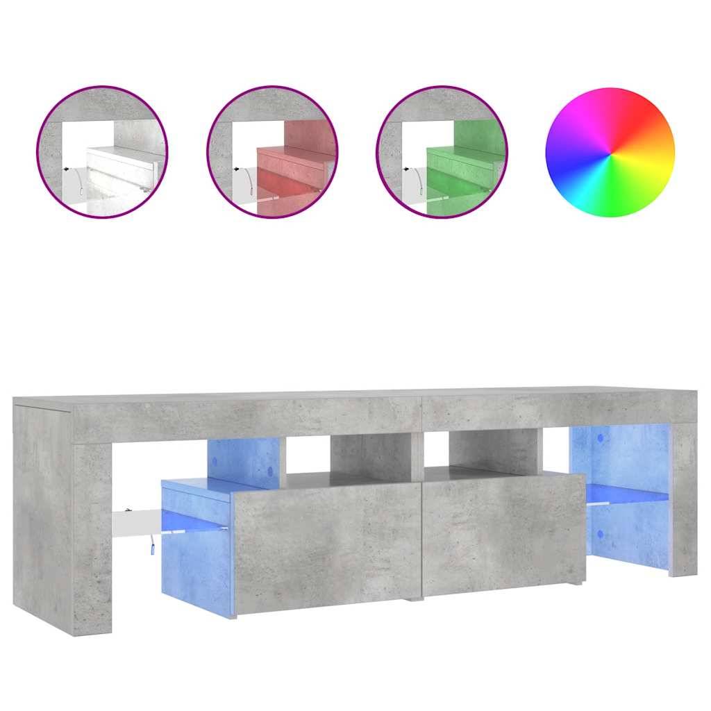 vidaXL TV-Schrank mit LED-Beleuchtung Betongrau 140x36,5x40 cm
