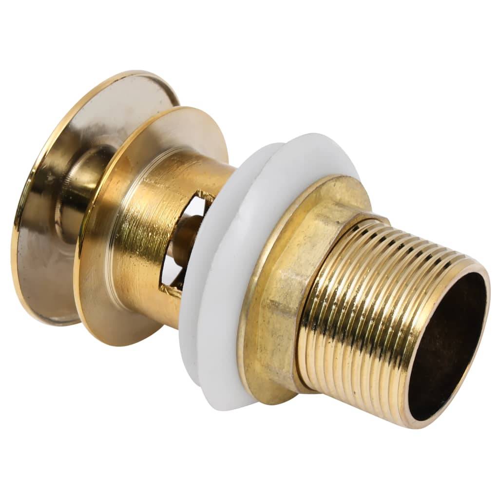 vidaXL Ablaufgarnitur ohne Überlauf Golden 6,4x6,4x9,1 cm