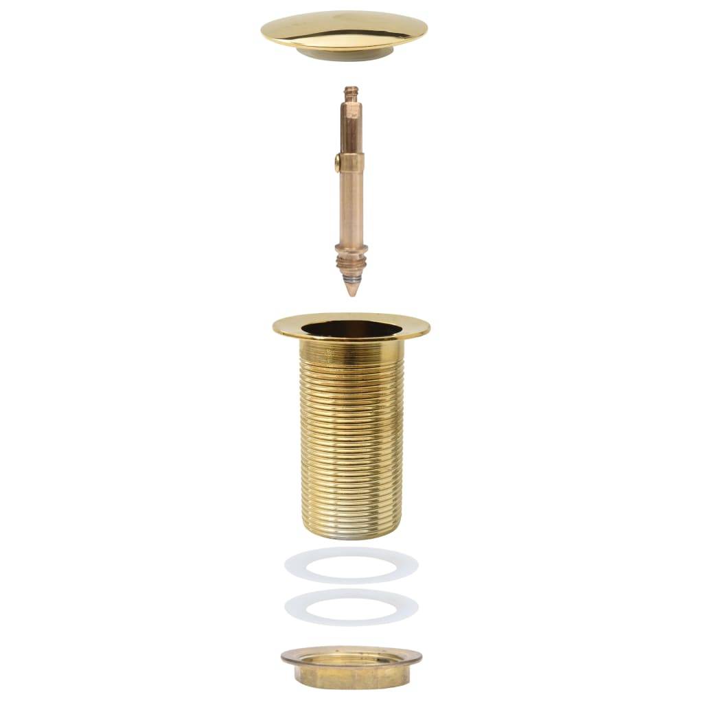 vidaXL Ablaufgarnitur ohne Überlauf Golden 6,4x6,4x9,1 cm