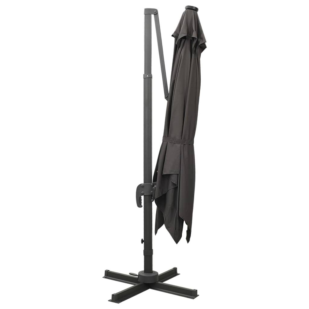 vidaXL Ampelschirm mit Mast und LED Anthrazit 300 cm
