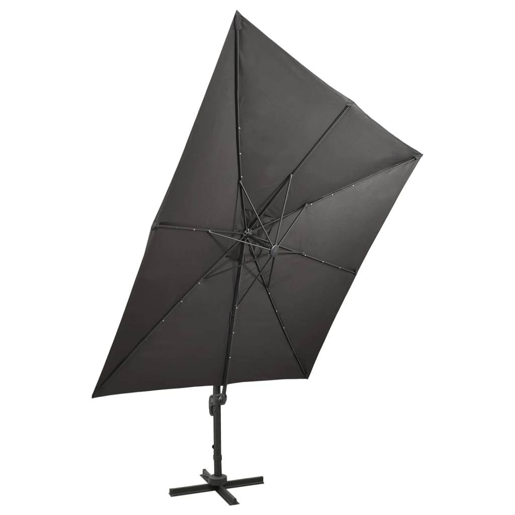 vidaXL Ampelschirm mit Mast und LED Anthrazit 300 cm