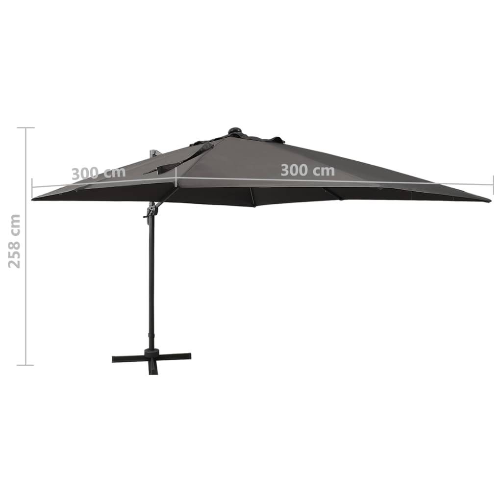 vidaXL Ampelschirm mit Mast und LED Anthrazit 300 cm