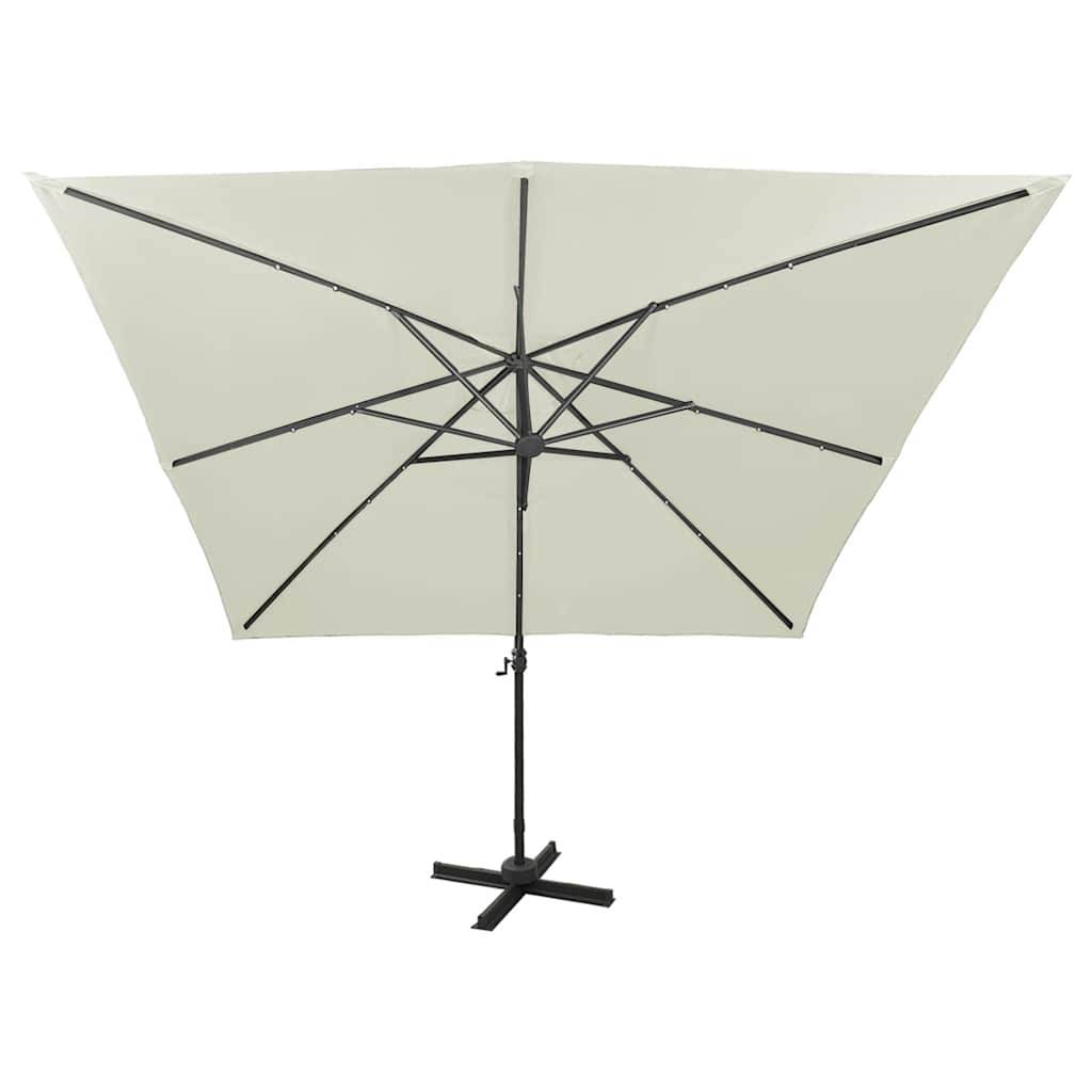 vidaXL Ampelschirm mit LED-Beleuchtung 300 cm Sandweiß