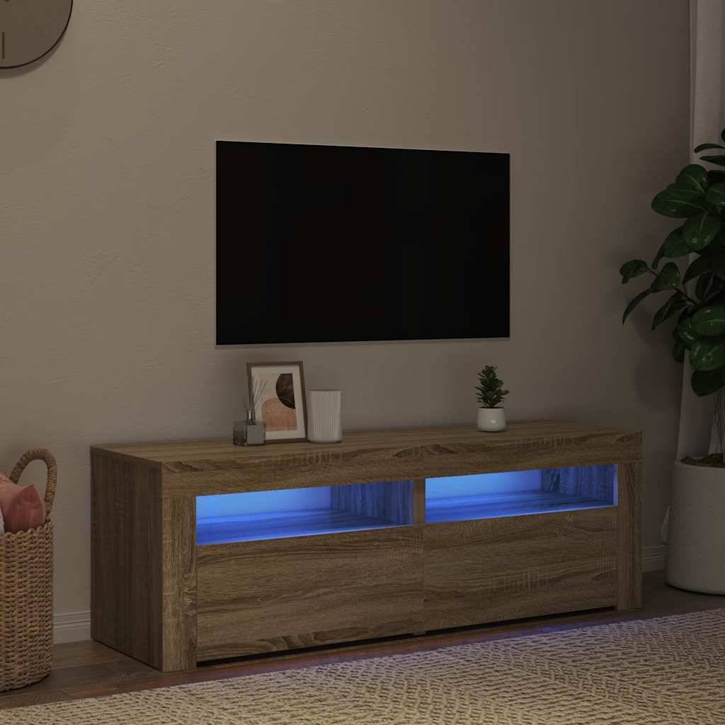 vidaXL TV-Schrank mit LED-Leuchten Sonoma-Eiche 120x35x40 cm