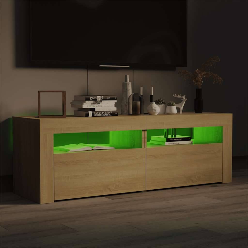 vidaXL TV-Schrank mit LED-Leuchten Sonoma-Eiche 120x35x40 cm