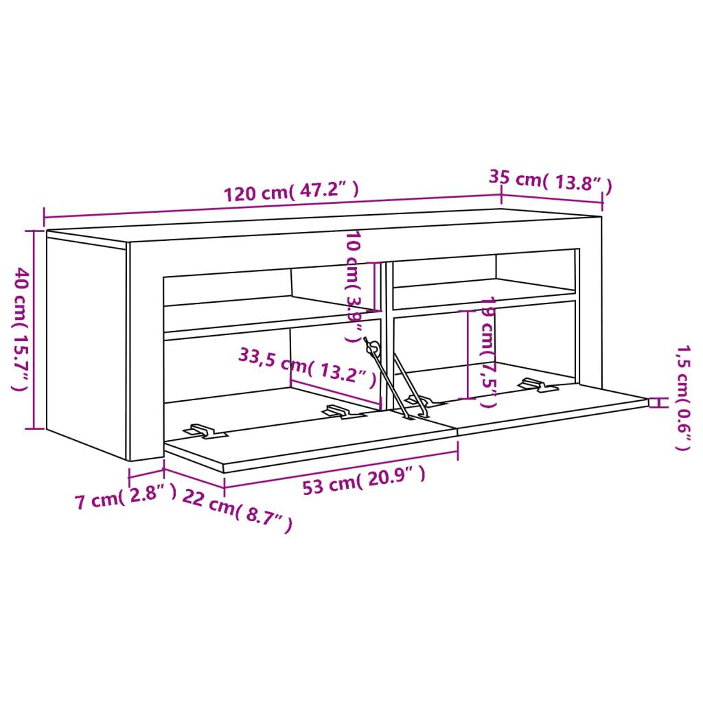 vidaXL TV-Schrank mit LED-Leuchten Sonoma-Eiche 120x35x40 cm