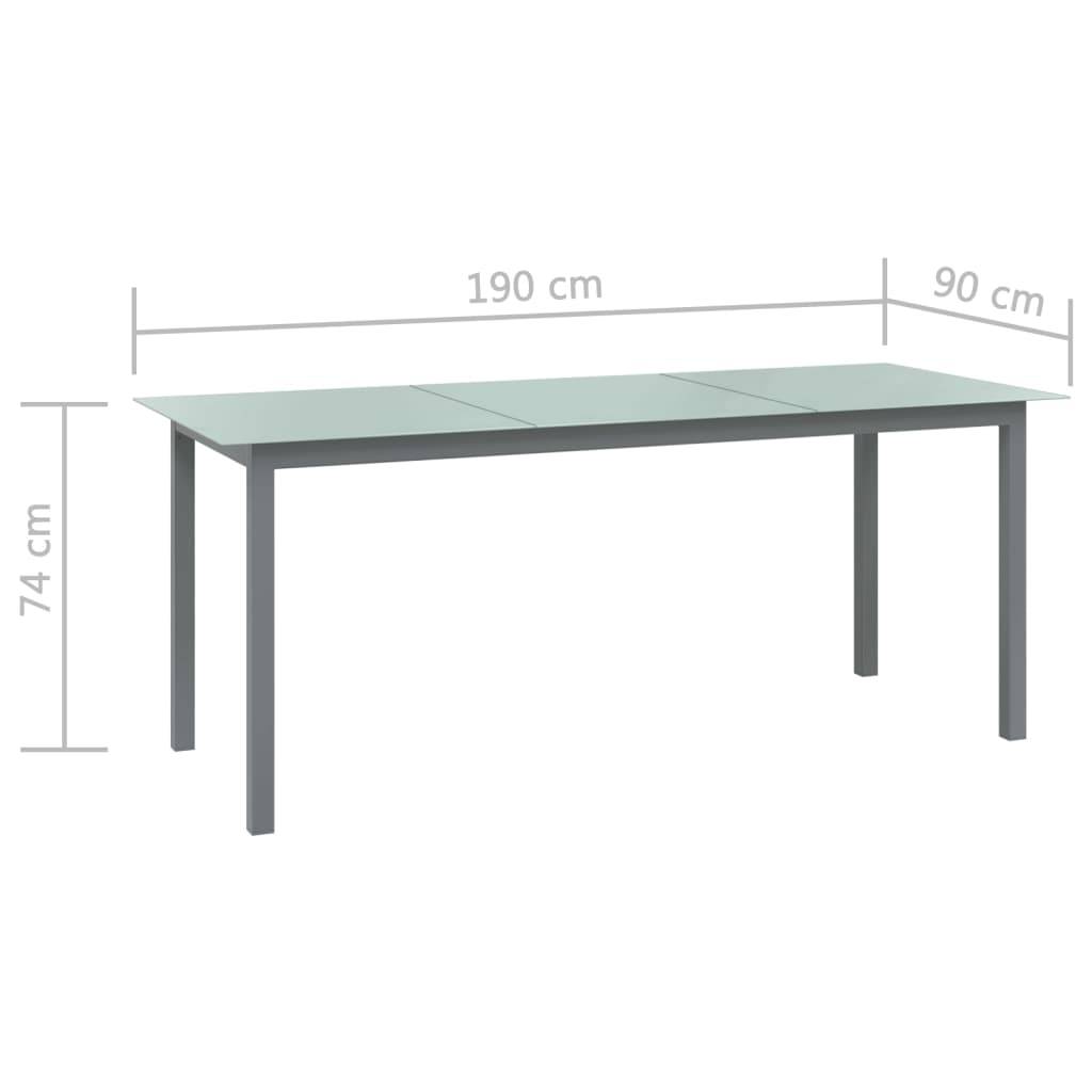 vidaXL Gartentisch Hellgrau 190x90x74 cm Aluminium und Glas