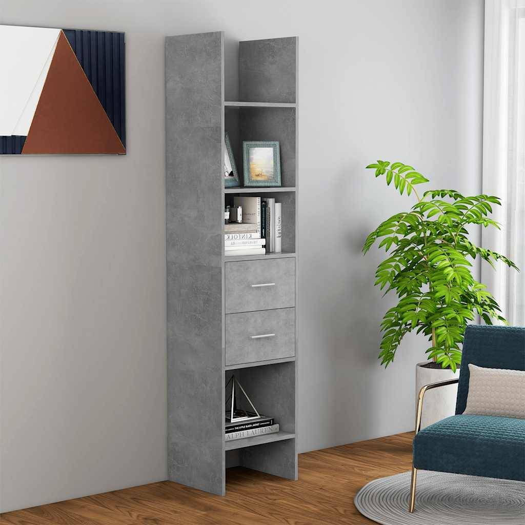 vidaXL Bücherregal Betongrau 40x35x180 cm Holzwerkstoff