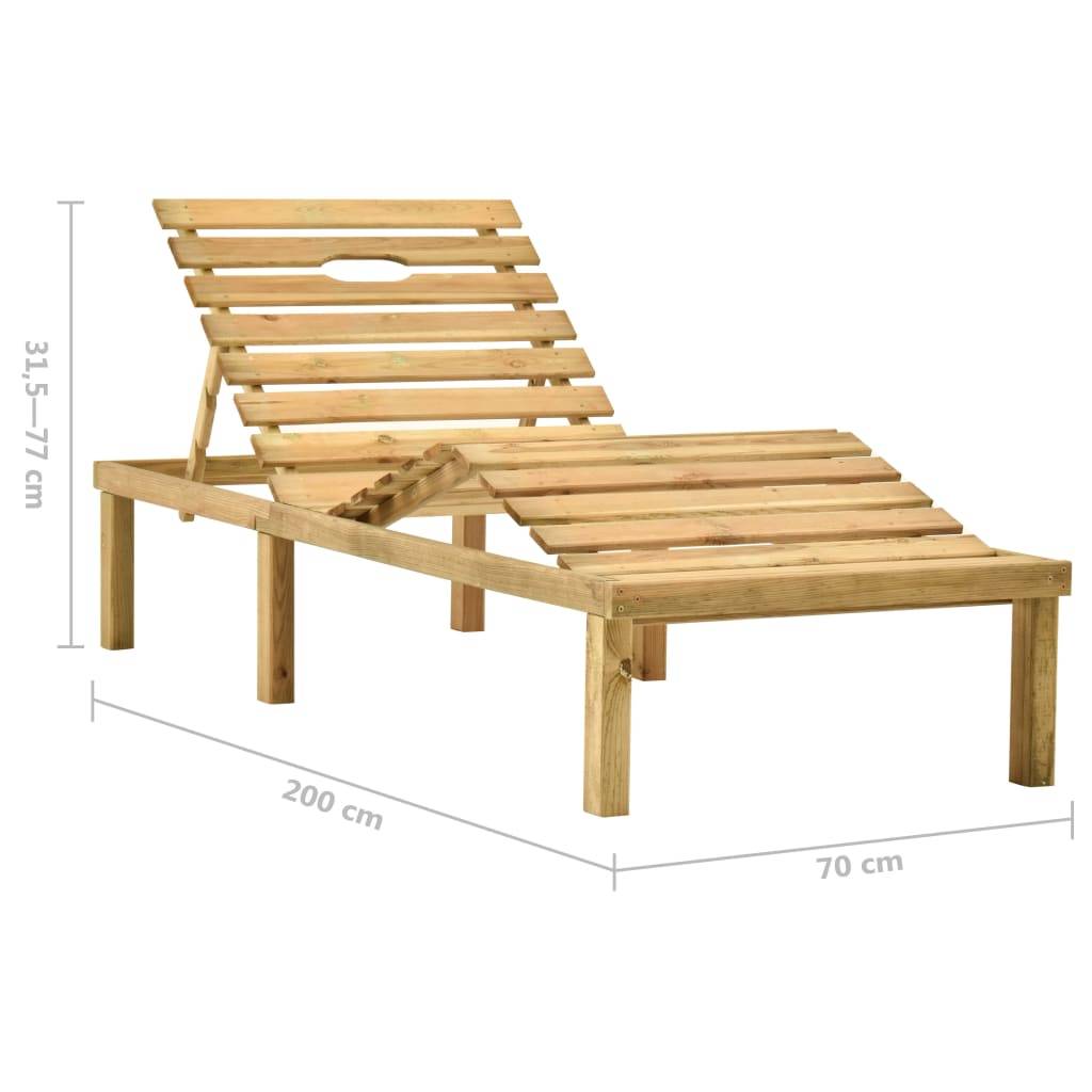 vidaXL Garten-Sonnenliege mit Tisch und Auflage Kiefer Imprägniert