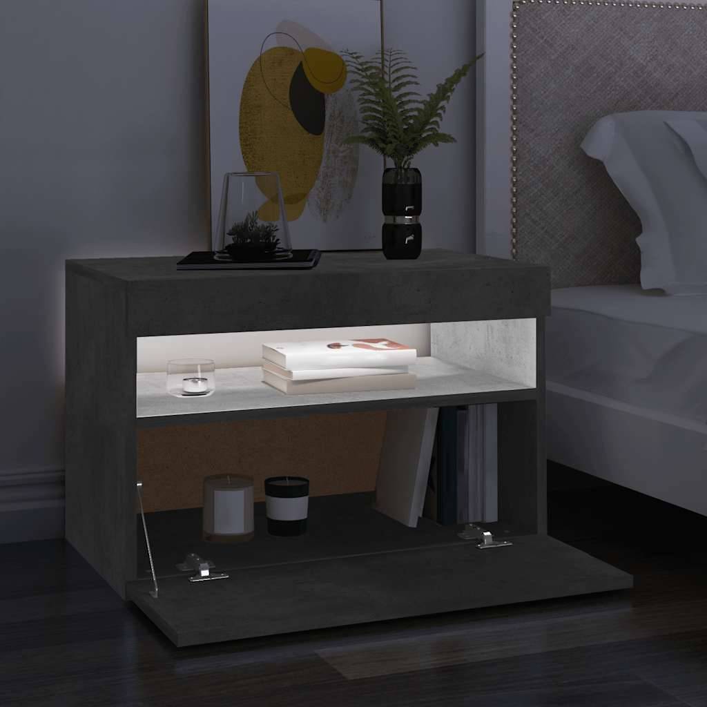 vidaXL TV-Schrank mit LED-Leuchten Betongrau 60x35x40 cm