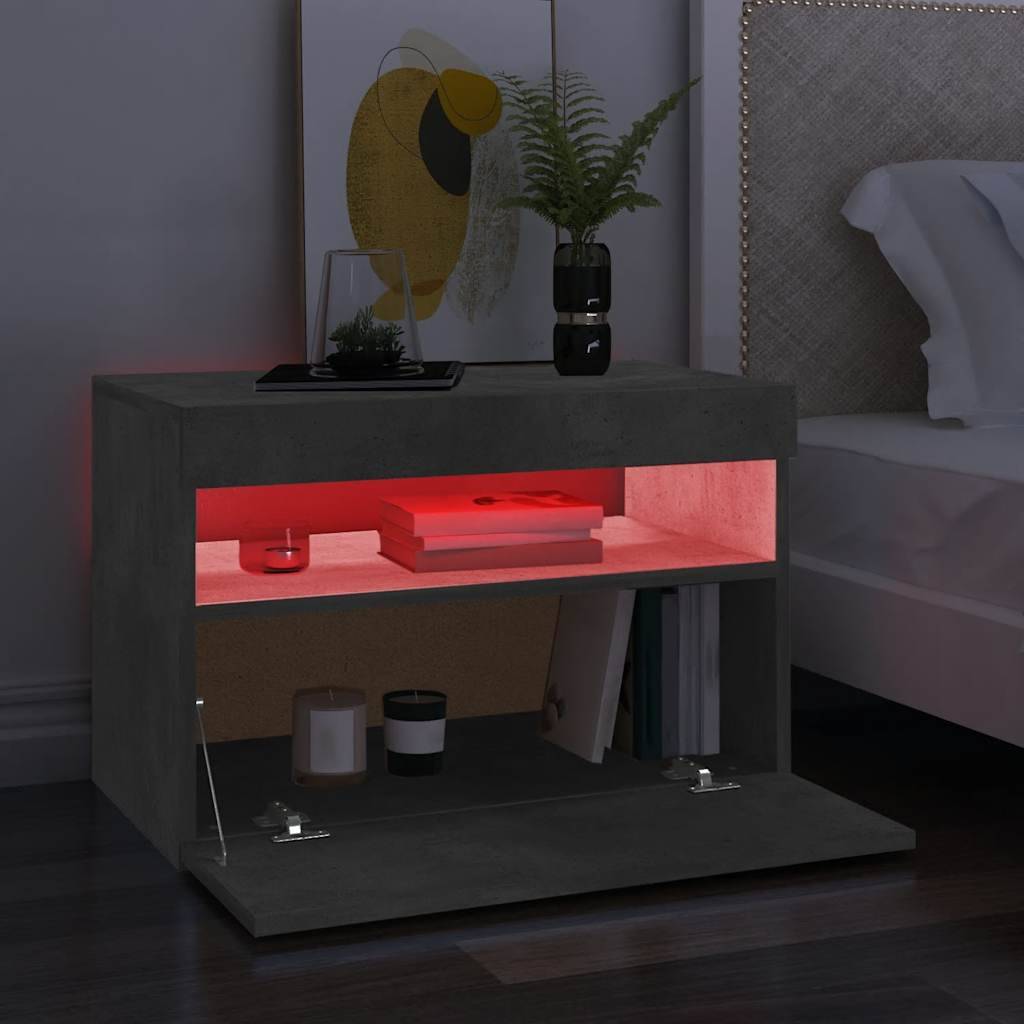 vidaXL TV-Schrank mit LED-Leuchten Betongrau 60x35x40 cm