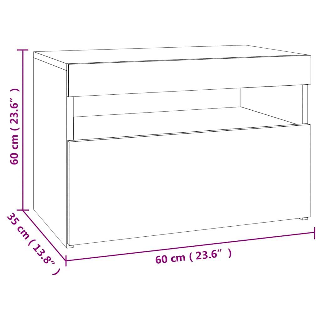 vidaXL TV-Schrank mit LED-Leuchten Betongrau 60x35x40 cm