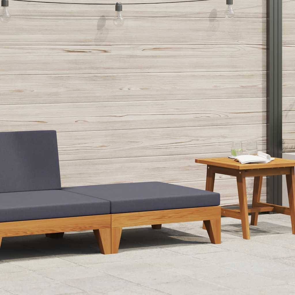vidaXL Modular-Fußhocker mit Dunkelgrauem Kissen Akazie Massivholz