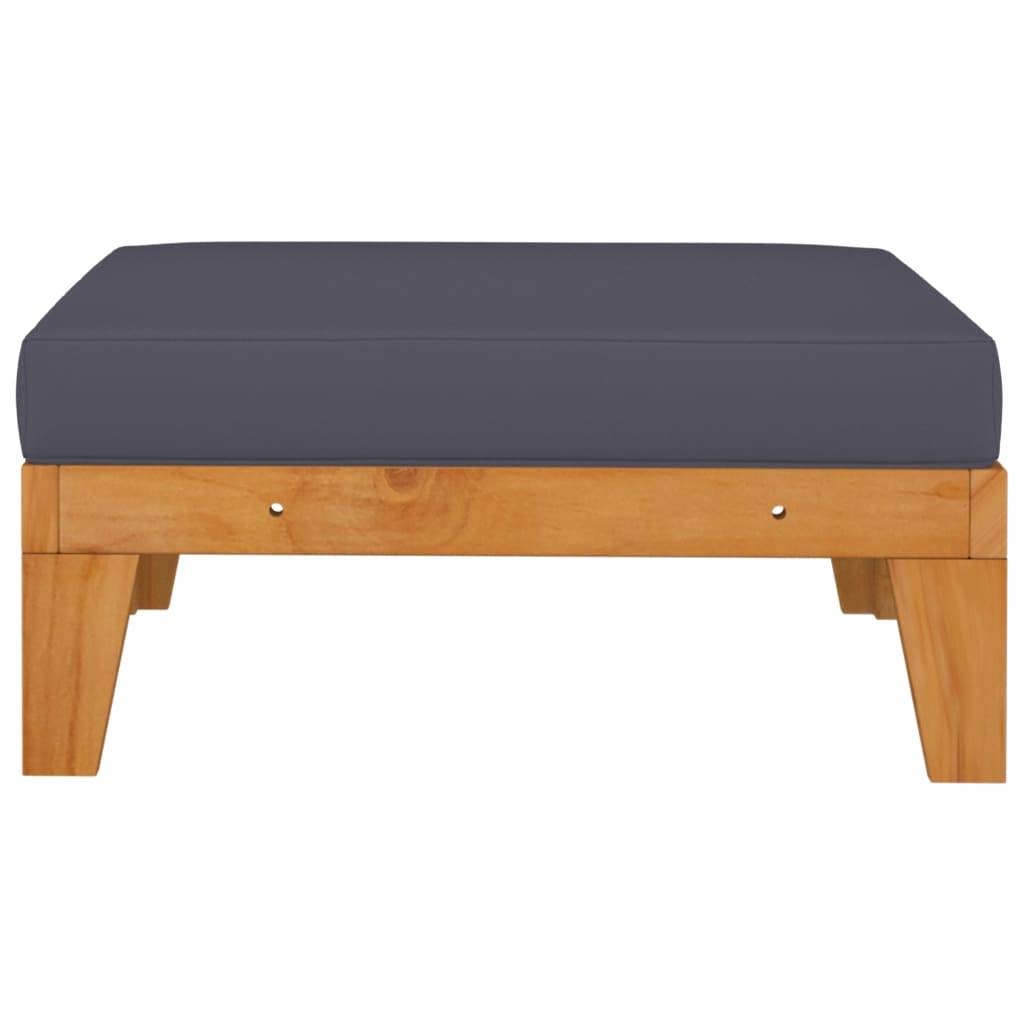 vidaXL Modular-Fußhocker mit Dunkelgrauem Kissen Akazie Massivholz