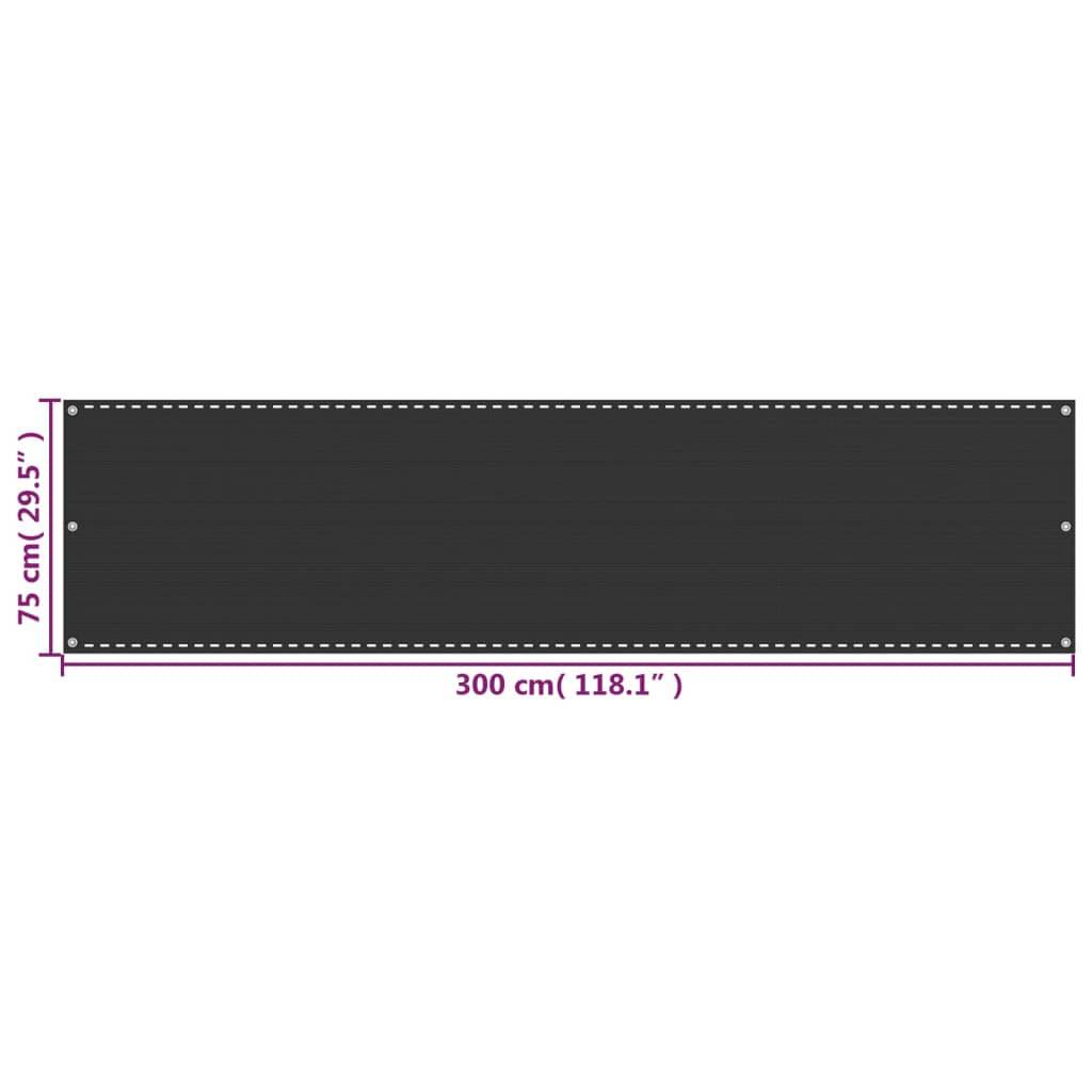 vidaXL Balkon-Sichtschutz Anthrazit 75x300 cm HDPE