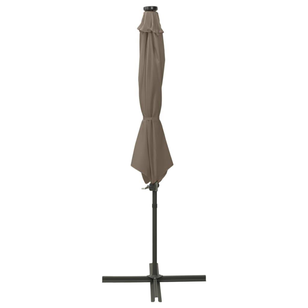 vidaXL Ampelschirm mit Mast und LED Taupe 300 cm