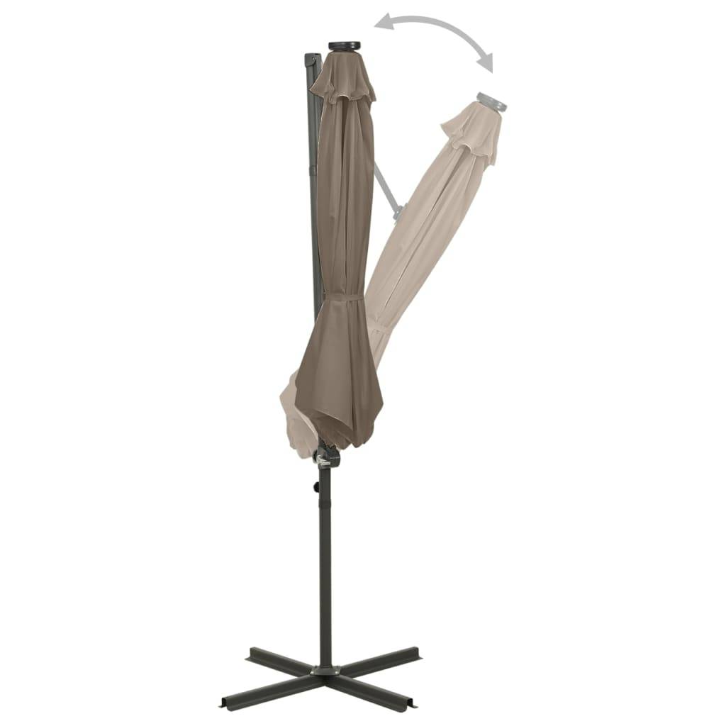 vidaXL Ampelschirm mit Mast und LED Taupe 300 cm