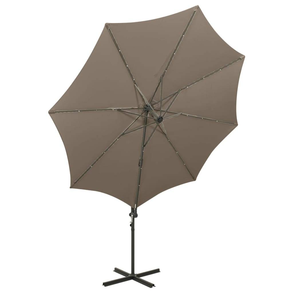 vidaXL Ampelschirm mit Mast und LED Taupe 300 cm