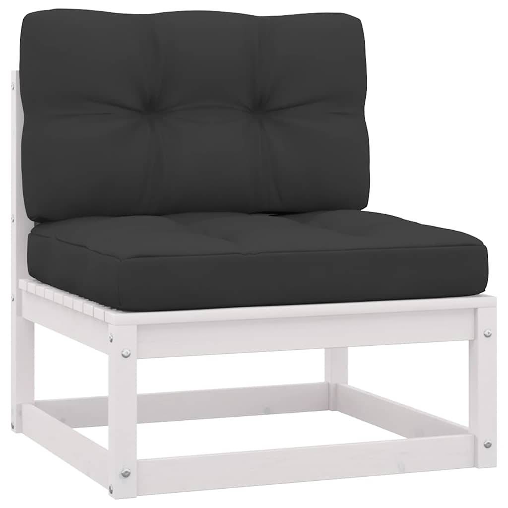 vidaXL 2-tlg. Garten-Lounge-Set mit Kissen Weiß Kiefer Massivholz
