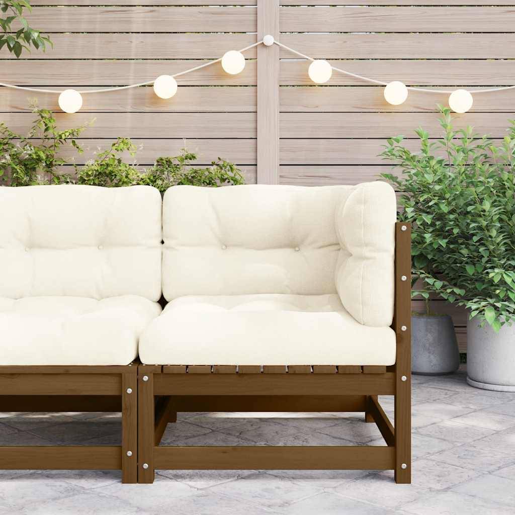vidaXL Garten-Ecksofa mit Creme Kissen Massivholz Kiefer