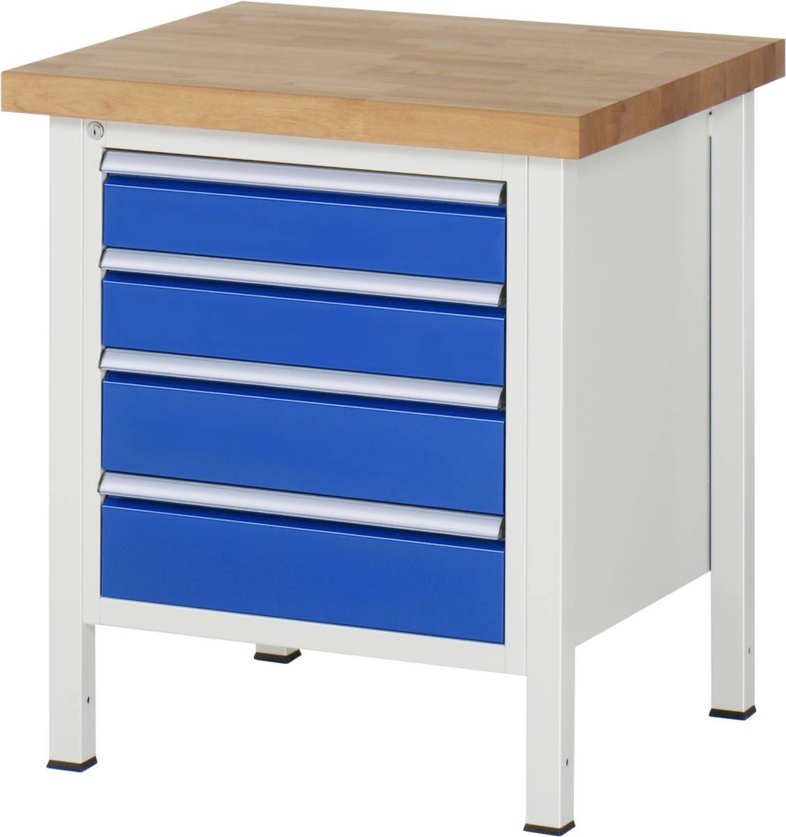 Werkbank Modell 8162, BxTxH 750x700x840-1040 mm, Buche-Massiv Arbeitsplatte 40 mm, 4 Schubladen mit Auszug 90 %