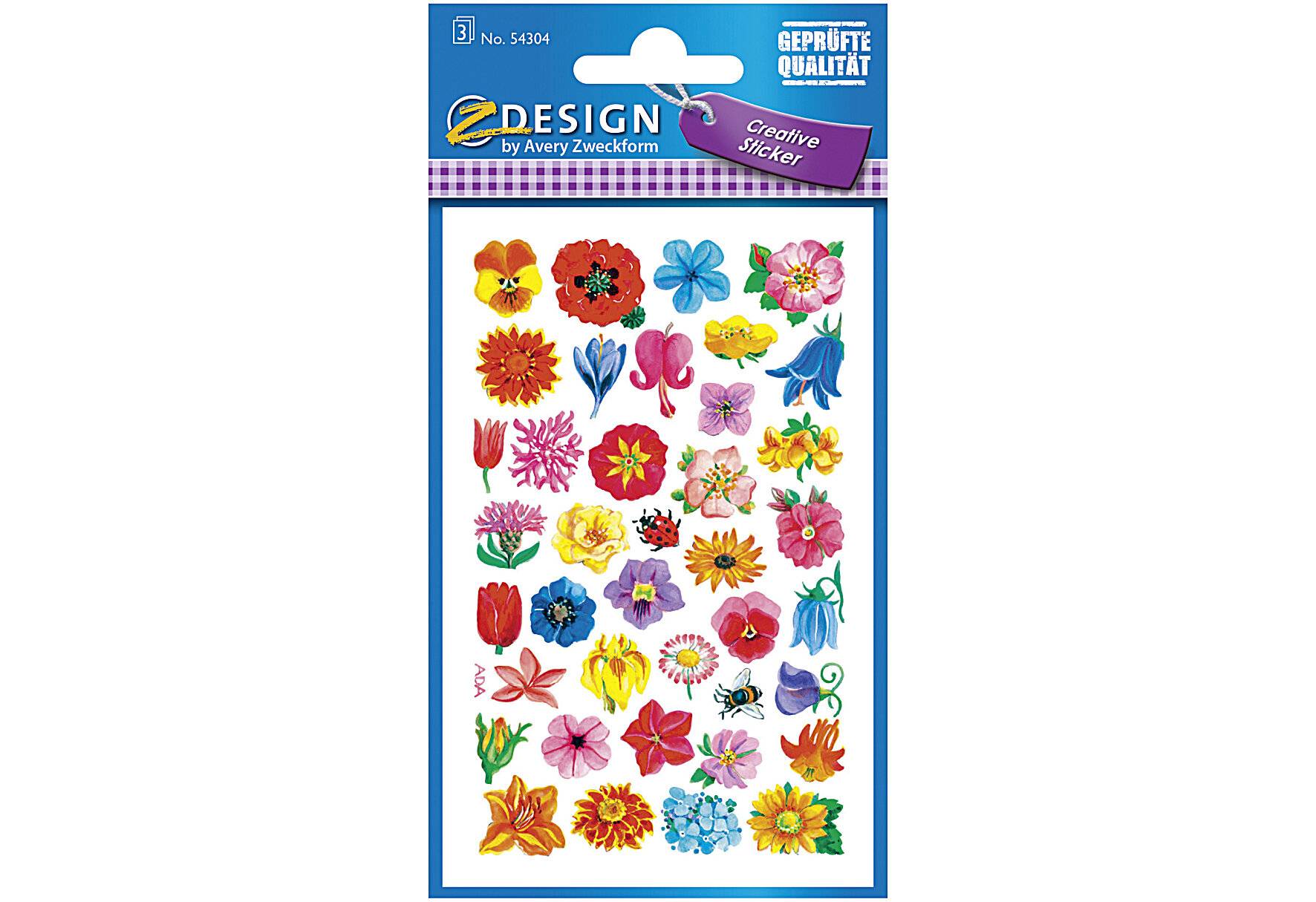 CRE Flower Sticker kl Blüten Papier 3Bg 54304