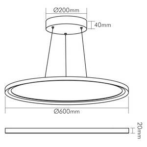 NOBI LED-Pendelleuchte LB21 Panel R600 weiß 38W 840 dim DALI/push