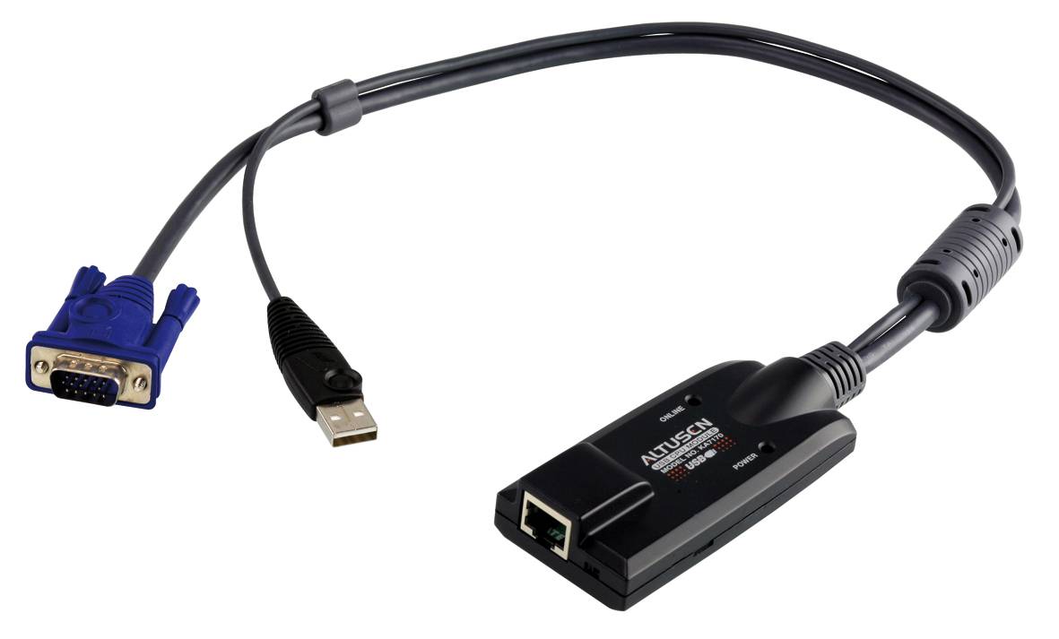 ATEN KVM Adapter [1x VGA-Stecker, USB 2.0 Stecker A - 1x RJ45-Buchse] 0.20 m Schwarz