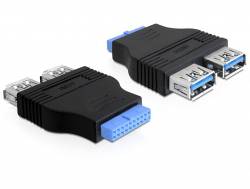 Delock USB 3.2 Gen 1 (USB 3.0) Adapter [1x USB 3.2 Gen 1 Buchse intern 19pol. (USB 3.0) - 2x USB 3.2 Gen 1 Buchse A (USB 3.0)] 65324