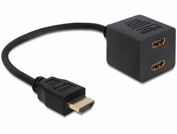 Delock 65226 HDMI Adapter [1x HDMI-Stecker - 2x HDMI-Buchse] Schwarz 12.00 cm