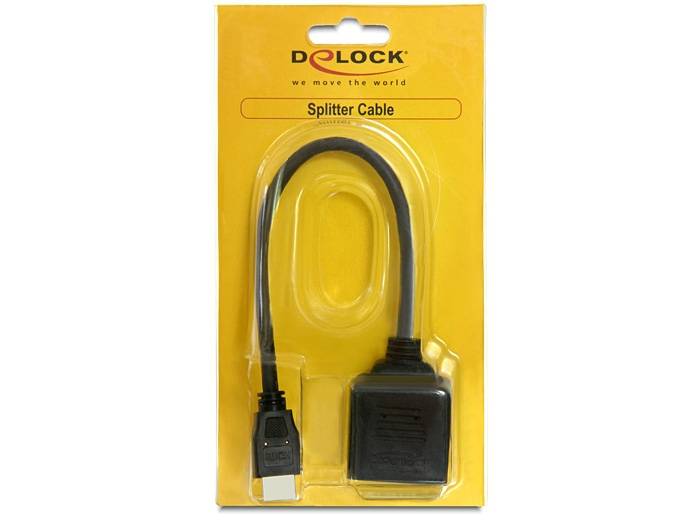 Delock 65226 HDMI Adapter [1x HDMI-Stecker - 2x HDMI-Buchse] Schwarz 12.00 cm