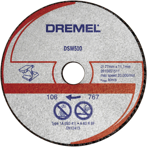 Dremel DSM 510 2615S510JA Trennscheibe gerade 77 mm 3 St. Metall, Kunststoff