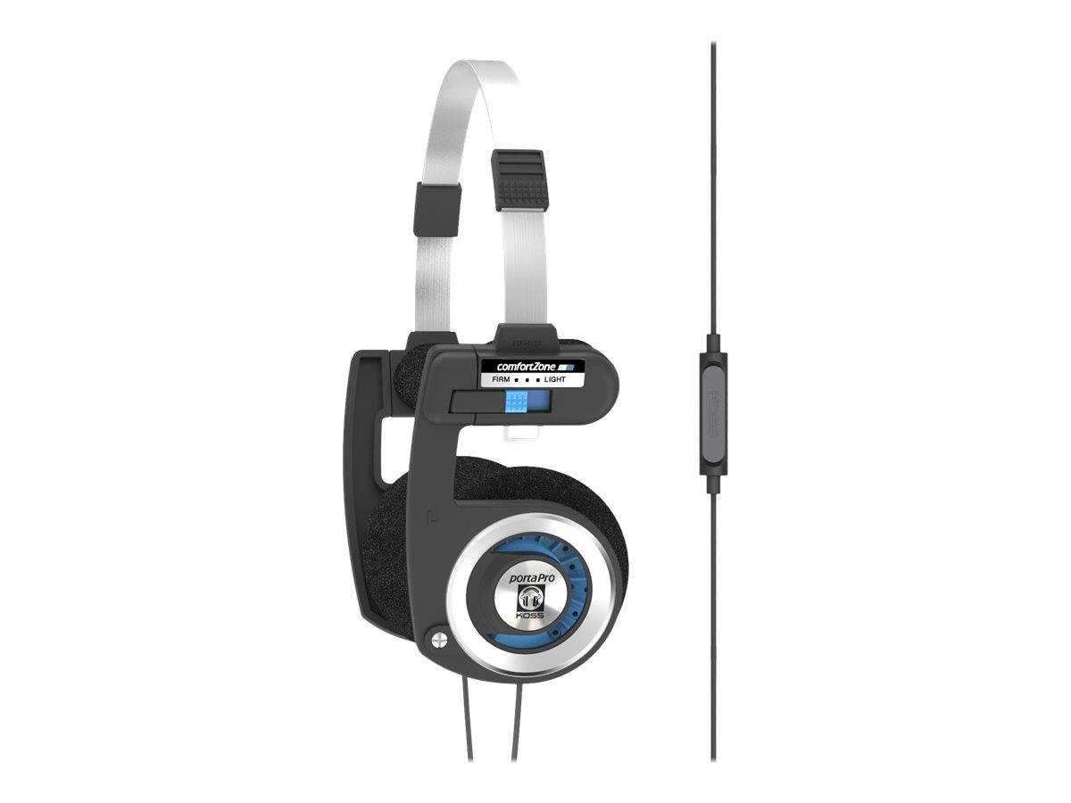 KOSS PORTA PRO mic On Ear Kopfhörer kabelgebunden Schwarz, Silber Leichtbügel, Headset, Lautstärkebegrenzung