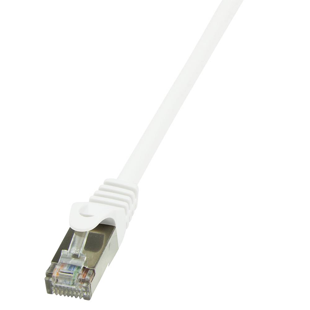 LogiLink CP2011S RJ45 Netzwerkkabel, Patchkabel CAT 6 F/UTP 0.25 m Weiß mit Rastnasenschutz 1 St.
