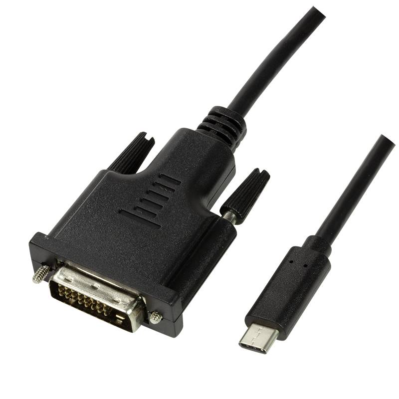 LogiLink USB-C® / DVI Adapterkabel USB-C® Stecker, DVI-D 24+1pol. Stecker 1.80 m Schwarz UA0331 USB-C®-Displaykabel
