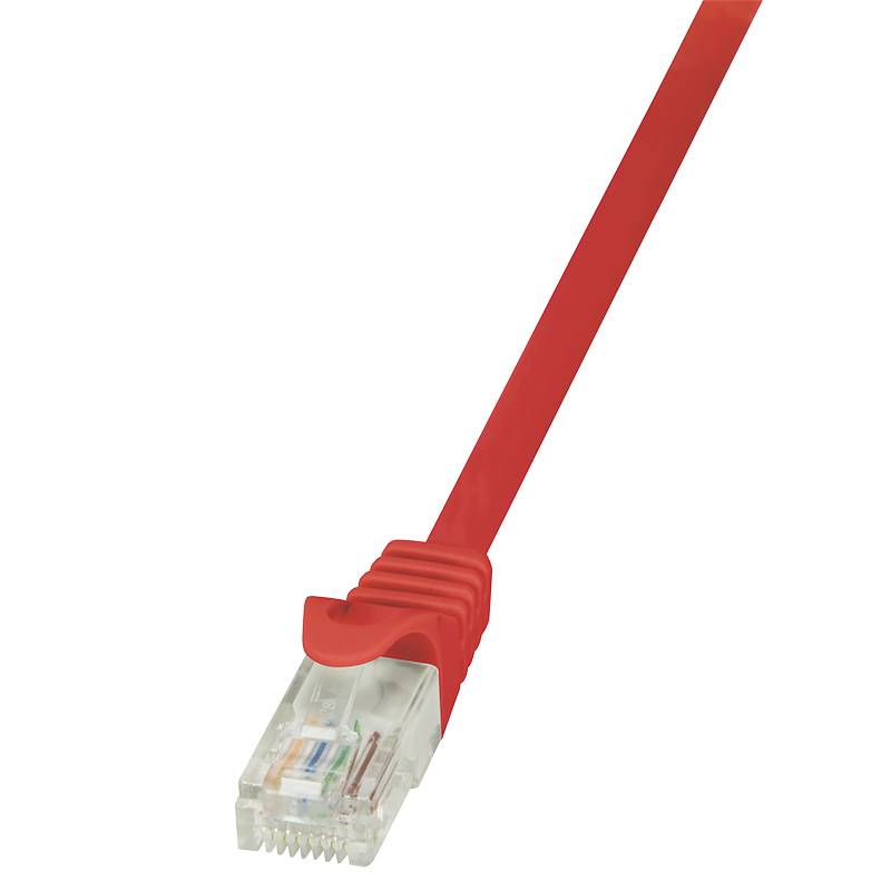 LogiLink CP2024U RJ45 Netzwerkkabel, Patchkabel CAT 6 U/UTP 0.50 m Rot mit Rastnasenschutz 1 St.