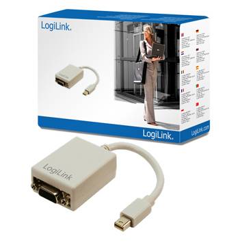 LogiLink CV0038 DisplayPort / VGA Adapter [1x Mini-DisplayPort Stecker - 1x VGA-Buchse] Weiß 0.09 m