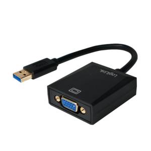LogiLink UA0231 USB / VGA Adapter [1x USB 3.2 Gen 1 Stecker A (USB 3.0) - 1x VGA-Buchse] Schwarz 10.00 cm