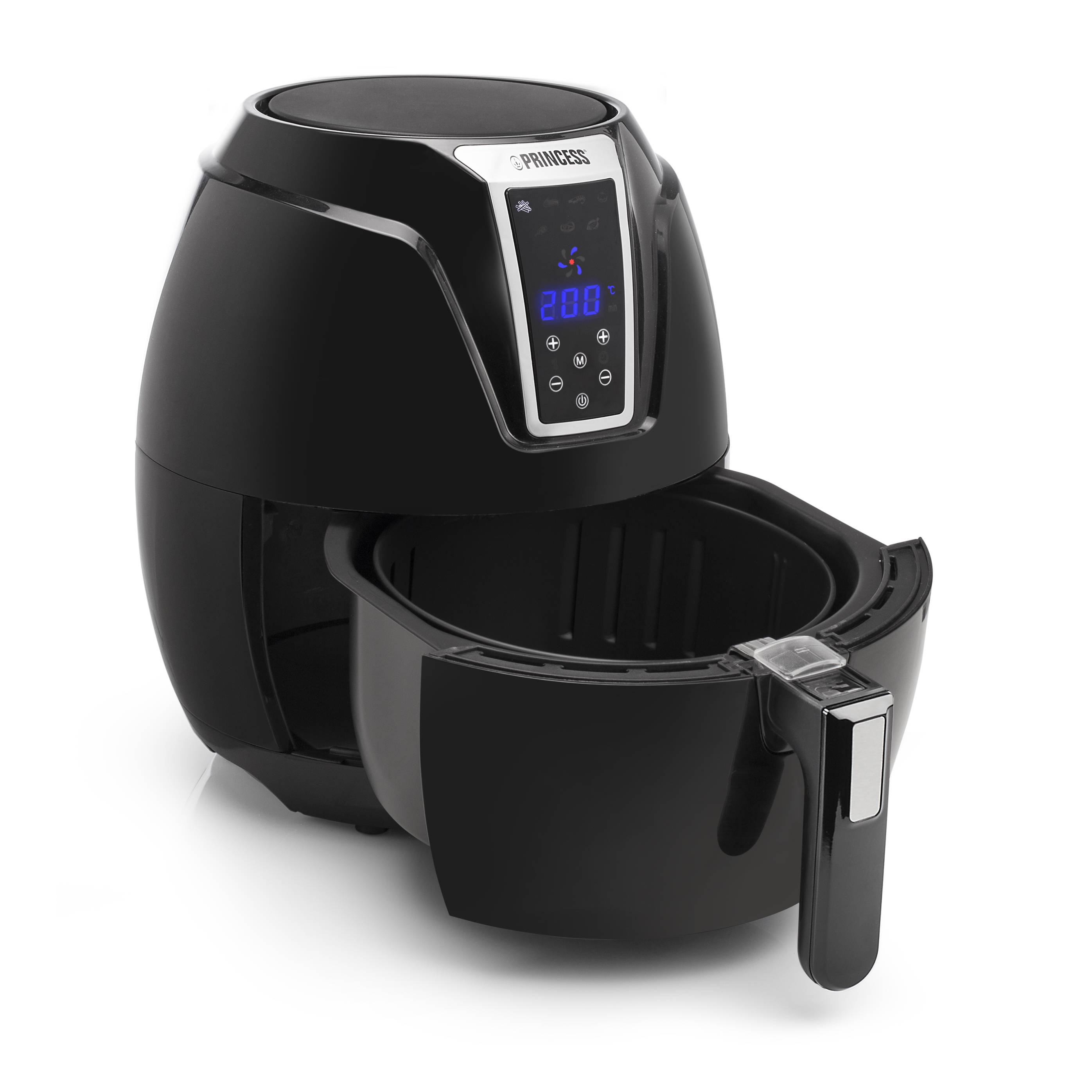 Princess 01.182021.01.001 Heißluft-Fritteuse 3.2l 1400W mit Display, Antihaftbeschichtung, Timerfunktion Schwarz