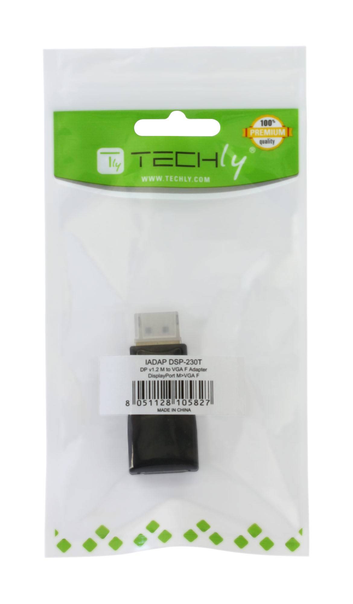 TECHly IADAP-DSP-230T DisplayPort / VGA Adapter [1x DisplayPort Stecker - 1x VGA-Buchse] Schwarz